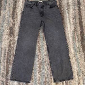 Abercrombie & Fitch High-Rise Straight Jeans - Washed Charcoal